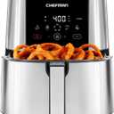 Chefman TurboFry Touch Air Fryer, XL 8-Qt Family Size, One-Touch Digital Control Presets, French Fries, Chicken, Meat, Fish, Nonstick Dishwasher-Safe Parts, Automatic Shutoff, Stainless Steel