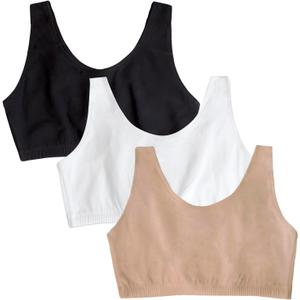 Fruit of the Loom Women's Multi-Pack Tank Top Style Sports Bra (44, White/Sand/Black)