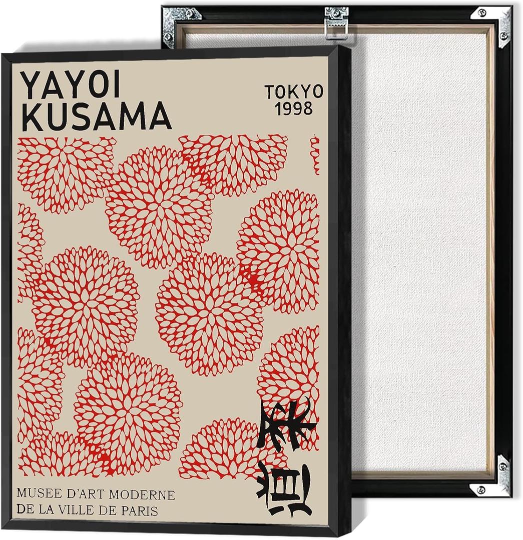 Vintage Japanese Red Flowers Poster Tokyo 1998 Exhibition Canvas Wall Art Museed'Art Moderne De La Ville De Paris Prints Painting For Home Bedroom Dorm Wall Decor 12x16in Unframed