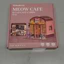 3D Book Nook DIY Kit with Batteries Light Glue Cat Cafe Theme Wooden Building Toy House for LED Magic Book Nook Lover Bookend Bookshelf DIY Miniature Gift for Adults