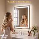 LED Bathroom Mirror 40"x30", Wall-Mounted Vanity Mirrors Front & Backlit Light Control Stepless Dimmable Anti-Fog Memory 3 Color Temperatures Shatter-Proof Tempered Glass