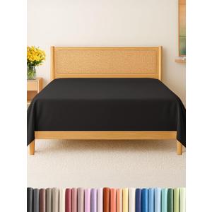 King Size Flat Sheet - Hotel Quality Top Flat Bed Sheet Only - Ultra-Soft, Comfy, Breathable & Cooling - Fade & Wrinkle Free - Easy-Care, Stain & Shrink Resistant Bedding - Easy-Fit & Oeko-Tex - Black