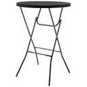 BTEXPERT 32" Round 43" Bar High Top Folding Table Commercial Portable for Drink Patio Banquet Card Plastic Coffee Dining Cocktail Wedding Party Event Home Kitchen Outdoor Black, One