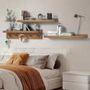 MBYD 24 Inch Floating Shelves, Picture Ledge Shelf, Natural Wood Wall Shelf, Nursery Book Shelves for Kids Room Decor with Hooks, Kitchen Bathroom Storage, Living Room Walnut