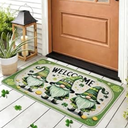 Yayumi St Patricks Day Door Mat, Shamrock Welcome Mat Non Slip St Patricks Outdoor Mat