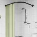 Adjustable Corner Shower Curtain Rod, Stretchable Stainless Steel L Shaped Shower Curtain Rail, Curved Bowed Shower Curtain Pole, Drill Or No Drill, For Bathroo(Size:D 70-95cm X 105-165cm,Color:Black)