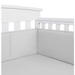 TILLYOU Baby Safe Crib Bumper Pads for Standard Cribs Machine Washable Padded Crib Liner Thick Padding for Nursery Bed 100% Silky Soft Microfiber Polyester Protector de Cuna, 4 Piece/Gray