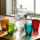 Pitcher with Lid and 4 Tumblers Set, 92oz Plastic Water Jug, BPA-Free Beverage Pitcher for Fridge, Large Drink Carafe for Party, Juice, Ice Tea, Sangria, Lemonade, (Set of 5 in Gift Box)