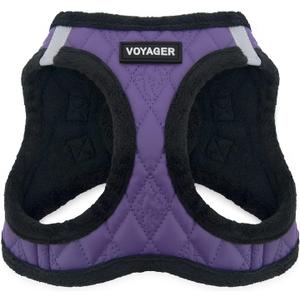 Voyager Step-In Plush Dog Harness  Soft Plush, Step In Vest Harness for Small and Medium Dogs by Best Pet Supplies - Purple Faux Leather, M (Chest: 16 - 18")