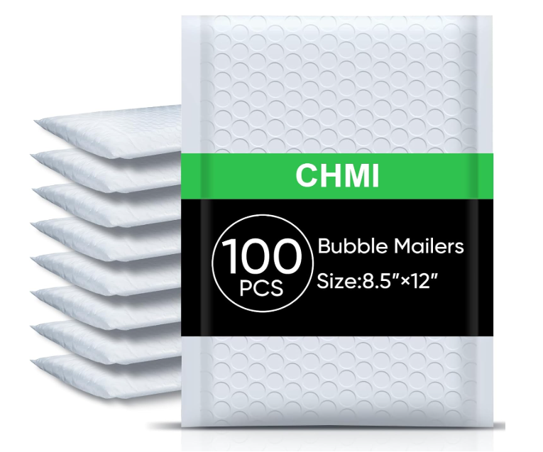 White Bubble Mailers 8.5 x 12 Inch 100 Pack, Usable Size 8.25X12 Inch Poly Mailers,Mailing Envelopes,Shipping Mailer，Opaque Self Seal Adhesive Waterproof Bags for Packaging and Shipping.
