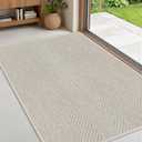 Ultra Thin Indoor Door Mat 24"x36", Washable Door Mat Indoor Entrance, Non Slip Rubber Backing Doormat Low-Profile Inside Entryway Mat, Unique Herringbone Design Entry Mat, Khaki (FOLD) (60x90cm)