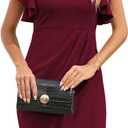 IHOT Women's V Neck Ruffle Sleeve Bodycon Sheath Wrap Ruched Casual Cocktail Party Work Dresses (Large, Burgundy)