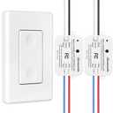 DEWENWILS Wireless Light Switch and Receiver Kit, 10A/1200W, No in-Wall Wiring Required,Remote Control Wall Switch Lighting Fixture for Ceiling Lights, Fans, Lamps,100 Ft RF Range, Programmable