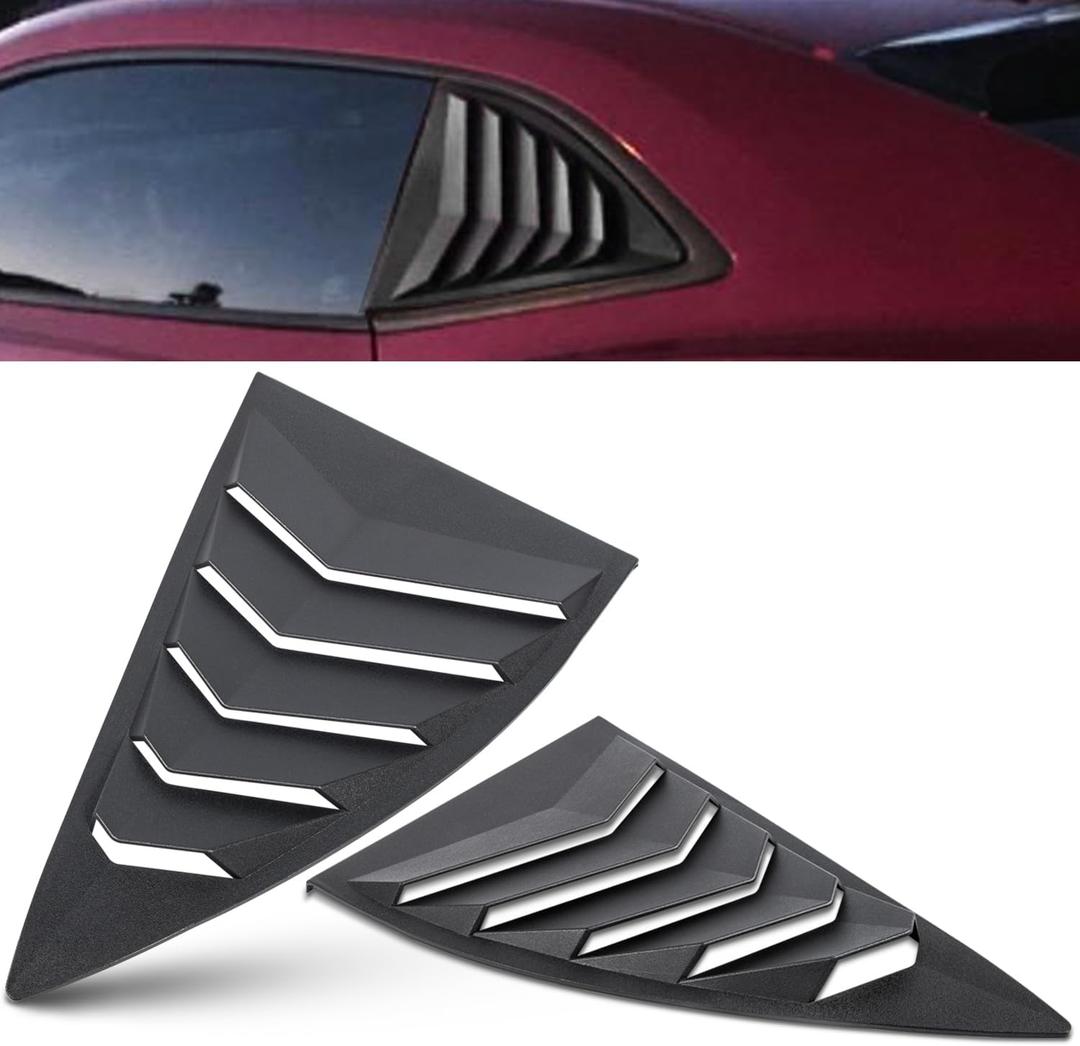 Danti Side Window Louvers for Chevrolet Camaro 2010 2011 2012 2013 2014 2015 Windshield Sun Shade Cover Lambo Style Window Cover Matte Black(2pcs)