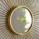 24'' Large Gold Sunburst Mirror, Metal Starburst Mirrors, Mid-Century Modern Sun Mirror Wall Decor for Living Room, Bedroom, Bathroom, Hallway, and Entryway