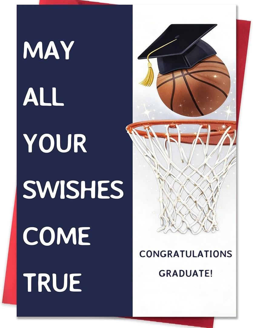 3 x Funny Graduation Card for Him Her,2026 High School & College Graduation Cards Gifts Decorations for Girls Boys Daughter Son Women Men Family Friend Basketball Lover