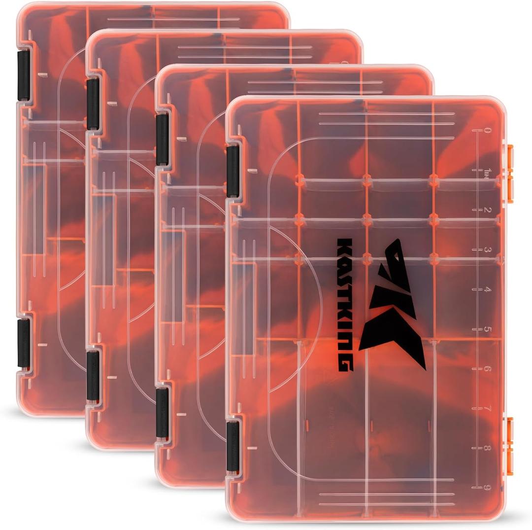 KastKing Tackle Boxes, Plastic Box, Plastic Storage Organizer Box with Removable Dividers - Fishing Tackle Storage - Box Organizer - 2 Packs /4 Packs Tackle Trays - Parts Box