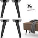 Metal Legs for Furniture Set of 4, Furniture Legs 8 Inch, Short Cabinet Dresser Feet Heavy Duty, Mid Century Modern Couch Feet Replacement for Sofa Cube Storage Futon Nightstand, Satin Black