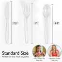 300 Count Heavy Duty Clear Plastic Silverware, Disposable Plastic Utensils Set, 100 Forks, 100 Spoons, 100 Knives, BPA-Free Heat Resistant Durable Plastic Cutlery Set for Party