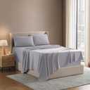 Nestl Split King Bed Sheet Set - Light Grey - Instantly Soft Microfiber, No Break-in Wash - 4-Piece Deep Pocket Sheets & Pillowcases, Stays Put All Night