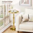 Small Round Side Table, Coffee Drink Table for Small Spaces, Modern Night Stand with Metal Leg, Weighted Iron Base Pedestal Round End Tables for Living Room, Bedroom, Narrow Corners,Sofa Couch