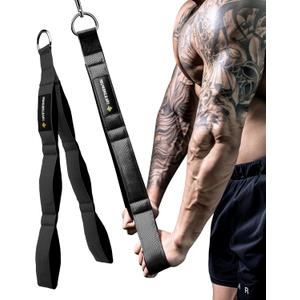 MANUEKLEAR Tricep Rope Cable Attachment Handles, Greater Range of Motion, Tricep Pull Down Rope for Push Downs, Crunches, Facepulls for Professional Gym (Black)