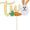 Two Cake Topper,Easter Bunny Cake Topper2nd Birthday Cake Decor,Boys and Girls 2nd Birthday Party Decorations supplies