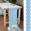 10 Pcs Baby Blue 10FT Cheesecloth Table Runner 23"x120" Romantic Cheese Cloth Table Runner Boho Gauze Table Runners Rustic Runner for Wedding Arch Bridal Baby Shower Birthday Party Table Decoration