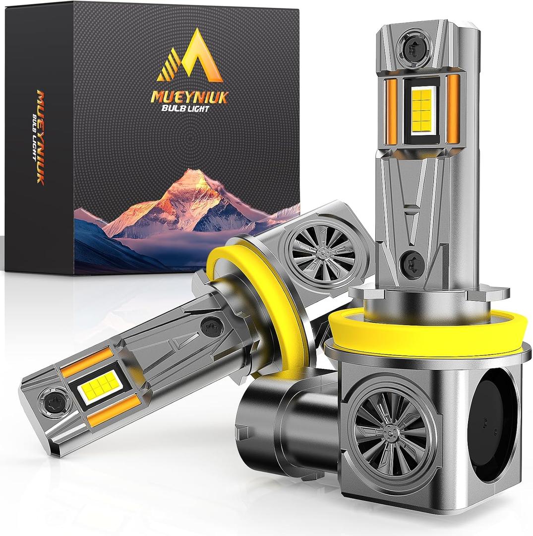 Upgraded H11/H9/H8 Light Bulbs, 36000LM 600% Super Bright H11 Fog Bulbs, 1:1 Size, IP68, Plug and Play Halogen Replace Bulbs (Pack of 2)