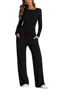PRETTYGARDEN Women's 2 Piece Outfits Fall Tracksuits Long Sleeve Crop Tops Wide Leg Pants Spring Matching Lounge Travel Sets, M