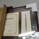 GraduationMall 11x17 Cherry Wood Diploma Frame with Tassel Holder for 8.5x11 Certificate Document,Real Glass,Black over Gold Mat