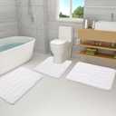 Buganda Memory Foam Bathroom Rug Mat 30x20, Extra Soft and Absorbent Bath Mats, Non-Slip and Machine Washable Bath Rugs for Bathroom Floor,Tub and Shower, Pearl White