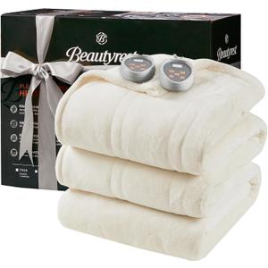 Beautyrest Heated Blanket, Electric Blanket, Soft, Warm, Reversible Plush - Sherpa Heating Blanket with 20 Heat Settings, 1-10 hrs Timer Auto Shut Off, Machine Washable, King (90 inx100 in), Ivory