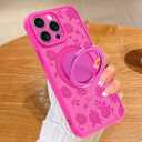 Fiyart Designed for iPhone 15 Pro Max Case Ring Holder Kickstand Magnetic Bumper Compatible with MagSafe Camera Lens Protection for Women Men Rose Flowers 6.7"-Rose Red