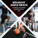 Welnove Ankle Brace: Ankle Stabilizer Brace for Women & Men, Ankle Support Sprained for Achilles,Tendon,Sprain,Injury Recovery, Comfortable Compression & Breathable Design (S, J-shaped plate)