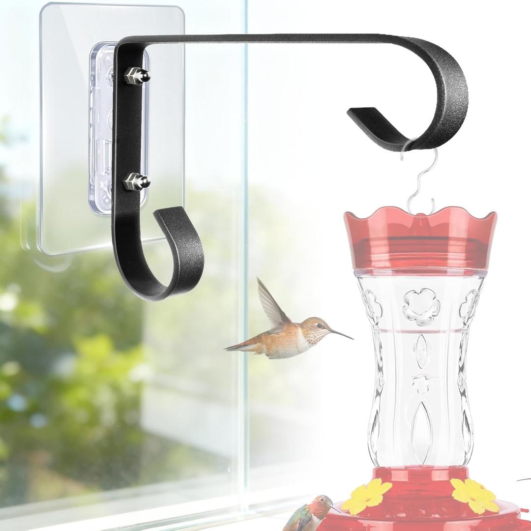 Bird Feeder Hanger Window Mount: Metal Hanging Bird Feeder 6Inch - Geometric Window Hummingbird Feeder - for Outside Decorative - 4pcs