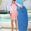 Mioglrie Girls Swimsuits Size 9-10 Bathing Suit for Teens Long Sleeve One Piece Pink Swimwear Kid Swim Suits with Bra Pads for Pool, Beach, Surfing