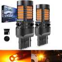 Amber 7440 T20 LED Bulbs Yellow Canbus Error Free Turn Signal Light W21W Led Built-in Resistor No Hyper Flash No Errors For Blinker Light Indicator Light Side Marker Light 2000Lm 21W(Pack Of 2)