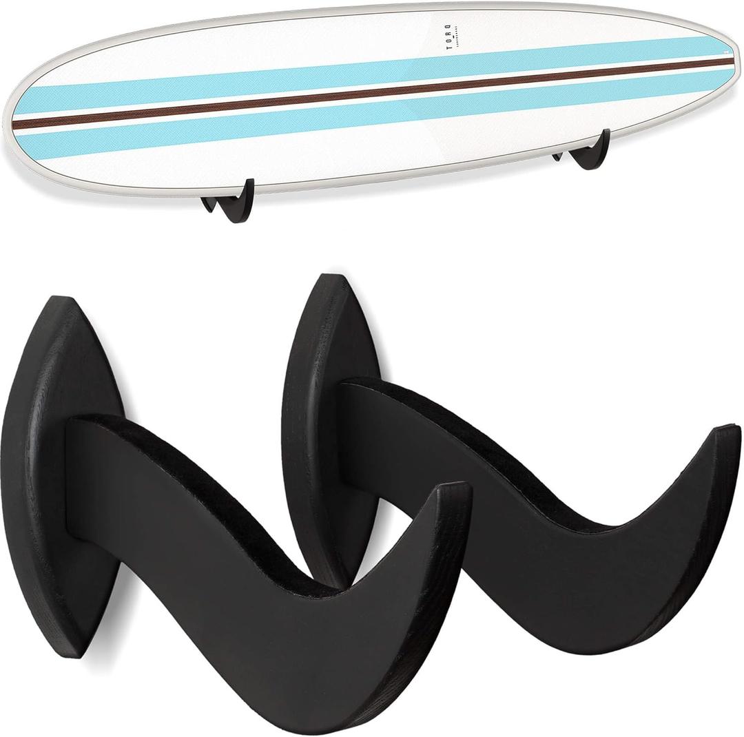 Hang 11 Surfboard Wall Mount  Surf Board Wall Hangers, Surfboard Mount, Beautiful Sustainable Wooden Rack, Perfect to Display Your Board, Surf Racks, Horizontal Hanger, Surfing Accessories (Black)