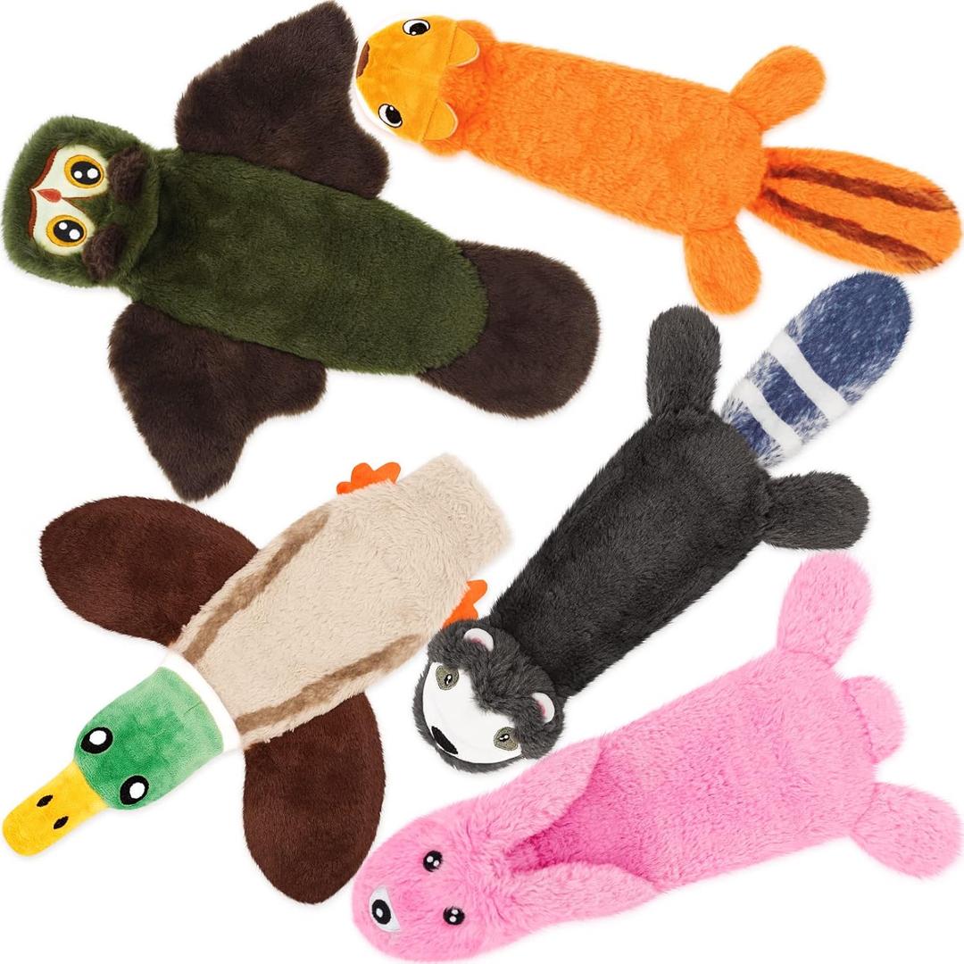 FIREOR Dog Squeak Toys, No Stuffing Plush Crinkle Water Bottle Dogs Chew Toy for Small Medium Large Breed Chewer Squeaky Tough Durable Puppy Teething Chewing Interactive Keep Them Busy Birthday Gifts (5 Piece Set)