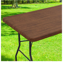 Smiry Rectangle Table Cloth Cover, Waterproof Elastic Fitted Picnic Tablecloth for 4 Foot Tables, Wipeable Flannel Backed Vinyl Tablecloths for Camping, Dining, Outdoor (Brown, 24" x 48")