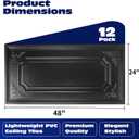 Art3dwallpanels 12 Pack Drop Ceiling Tiles, 2x4 Ft PVC Decorative 3D Wall Panel, Glue Up Ceiling Covering Panels for Basement Kitchen Bathroom, 24x48 Inch, Cover 96 Sq. Ft, Black
