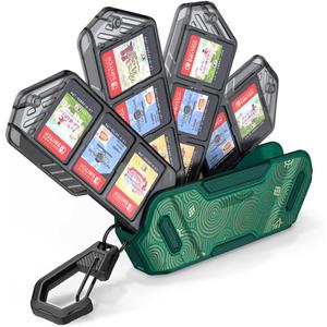 Mumba 12 Game Card Case for Nintendo Switch Game Cards, Portable and Exquisite Protective Hard Shell with 4 Layer Rotatable Holder for Nintendo Switch 2/Switch/Switch OLED/Lite (Viridian)