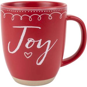Elanze Designs Joy Raw Clay Bottom Red 16 ounce Ceramic Christmas Coffee Mug