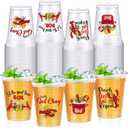 Sliner 100 Pcs 12oz Crawfish Boil Party Plastic Cups Bulk Let's Get Cray Disposable Clear Cups for Cold Drink Lobster Shrimp Seafood Party Summer Picnic Beach BBQ Travel (Crawfish)