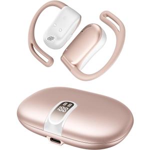 Open Ear Headphones, 0.28oz Lightweight Next-Gen Bluetooth 5.4 Air Conduction Wireless Earbuds w/Extra Bass, 48H Playtime, 3 EQ Modes, ENC Mic, IPX5, Snug Fit for Workout Running Gold Rose