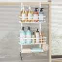 SWTYMIKI Over The Door Shower Caddy - 3 Tier Rustproof Hanging Shower Organizer with Adjustable Shelves, 28 Hooks & Soap Holder, Hanging Shower Rack Storage for Bathroom Accessories, White