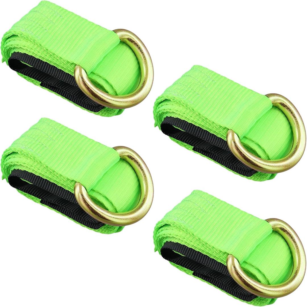 JOIKIT 4 Pack 2 Inch x 8.2 Ft Lasso Tow Strap with D Ring Auto Tie Down for Wheel Lift, Wrecker, Rollback, Tow Truck, Green