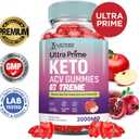 Ultra Prime Keto ACV Gummies Extreme 2000MG UltraPrime Keto Gummies Apple Cider Vinegar Formulated with Pomegranate Beet Juice Powder B12 Vegan Non GMO 60 Gummys (EXP 02/05/26)