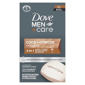 Dove Men+Care Hidratante Coco + Cítricos Hand & Body Face + Shave Bar 6 Count for Hydrated Skin 3.75 oz